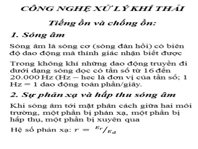 Bài giảng Công nghệ xử lý khí thải