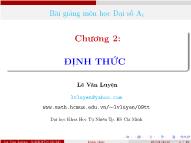 Bài giảng Đại số A1 - Chương 2: Định thức