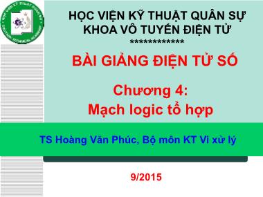 Bài giảng Điện tử số - Chương 4: Mạch logic tổ hợp - Hoàng Văn Phúc