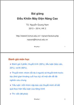 Bài giảng Điều khiển máy điện nâng cao - Chương 1: Tổng quan về truyền động điện hiện đại