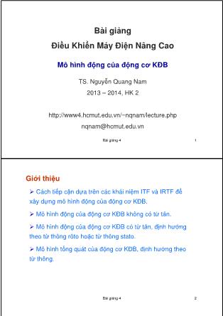 Bài giảng Điều khiển máy điện nâng cao - Chương 4: Mô hình động của động cơ không đồng bộ