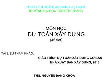 Bài giảng Dự toán xây dựng