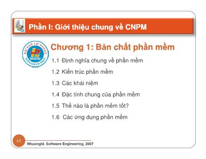 Bài giảng Giới thiệu chung về công nghệ phần mềm - Chương 1: Bản chất phần mềm