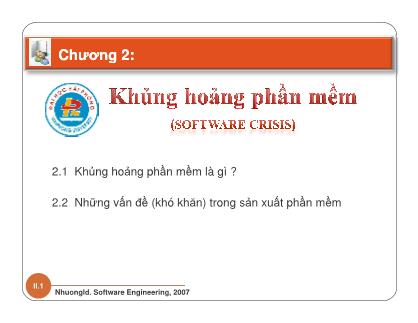 Bài giảng Giới thiệu chung về công nghệ phần mềm - Chương 2: Khủng hoảng phần mềm