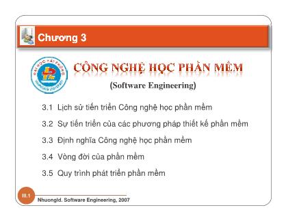 Bài giảng Giới thiệu chung về công nghệ phần mềm - Chương 3: Công nghệ học phần mềm