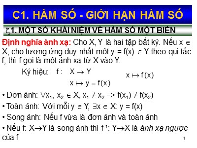 Bài giảng Hàm số. Giới hạn hàm số