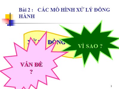 Bài giảng Hệ điều hành nâng cao - Bài 2: Các mô hình xử lý đồng hành - Trần Hạnh Nhi