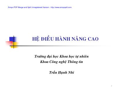 Bài giảng Hệ điều hành nâng cao