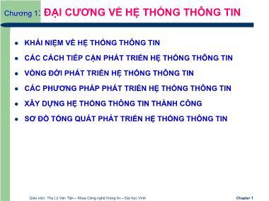 Bài giảng Hệ thống thông tin - Chương 1: Đại cương về hệ thống thông tin