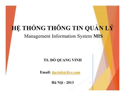 Bài giảng Hệ thống thông tin quản lý - Đỗ Quang Vinh