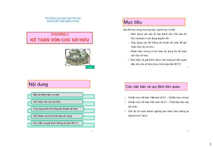 Bài giảng Kế toán tài chính 1 - Chương 6: Kế toán vốn chủ sở hữu