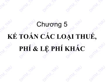 Bài giảng Kế toán thuế trong doanh nghiệp - Chương 5: Kế toán các loại thuế, phí và lệ phí khác