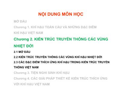 Bài giảng Kiến trúc truyền thống các vùng nhiệt đới