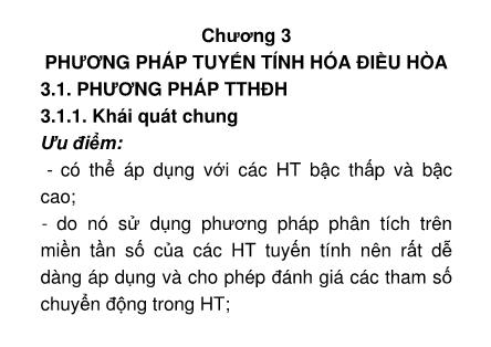 Bài giảng Kỹ thuật điều khiển tự động - Chương 3: Phương pháp tuyến tính hóa điều hòa