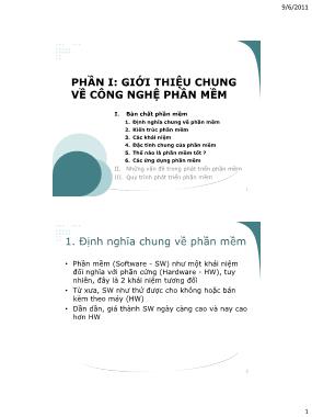 Bài giảng Kỹ thuật phần mềm - Phần 1: Giới thiệu chung về công nghệ phần mềm