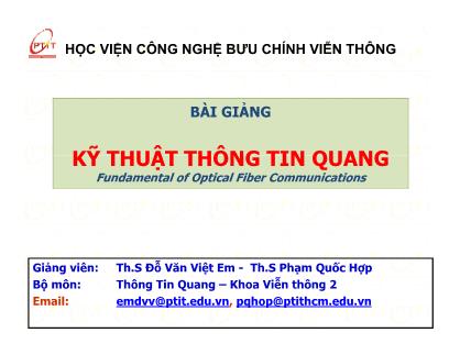 Bài giảng Kỹ thuật thông tin quang - Chương 5: Hệ thống thông tin quang - Đỗ Văn Việt Em