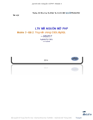 Bài giảng Lập trình viên mã nguồn mở PHP - Module 3, Bài 2: Truy vấn trong cơ sở dữ liệu MySQL