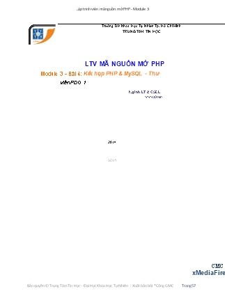 Bài giảng Lập trình viên mã nguồn mở PHP - Module 3, Bài 4: Kết hợp PHP và MySQL. Thư