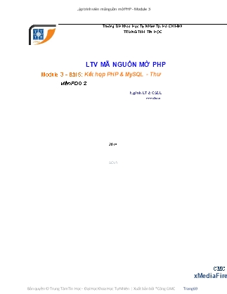 Bài giảng Lập trình viên mã nguồn mở PHP - Module 3, Bài 5: Kết hợp PHP và MySQL. Thư