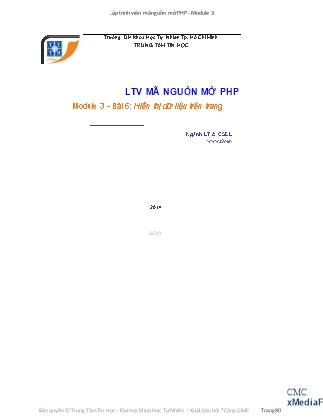 Bài giảng Lập trình viên mã nguồn mở PHP - Module 3, Bài 6: Hiển thị dữ liệu trên trang