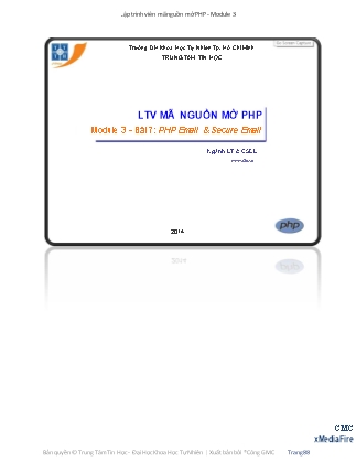 Bài giảng Lập trình viên mã nguồn mở PHP - Module 3, Bài 7: PHP Email và Secure Email