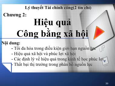 Bài giảng Lý thuyết tài chính công - Chương 2: Hiệu quả công bằng xã hội - Trương Minh Tuấn