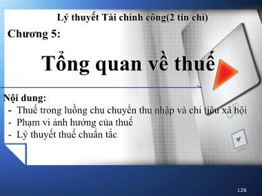 Bài giảng Lý thuyết tài chính công - Chương 5: Tổng quan về thuế - Trương Minh Tuấn