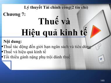 Bài giảng Lý thuyết tài chính công - Chương 7: Thuế và hiệu quả kinh tế - Trương Minh Tuấn