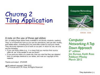 Bài giảng Mạng máy tính - Chương 2: Tầng Application - Nguyễn Duy