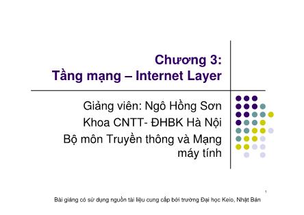 Bài giảng Mạng máy tính - Chương 3: Tầm mạng - Ngô Hồng Sơn