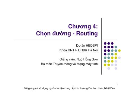 Bài giảng Mạng máy tính - Chương 4: Chọn đường - Ngô Hồng Sơn