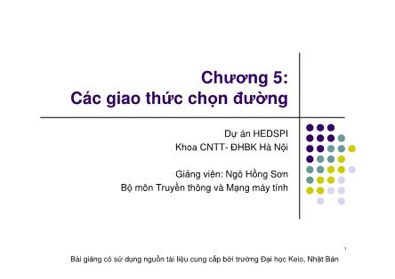 Bài giảng Mạng máy tính - Chương 5: Các giao thức chọn đường - Ngô Hồng Sơn