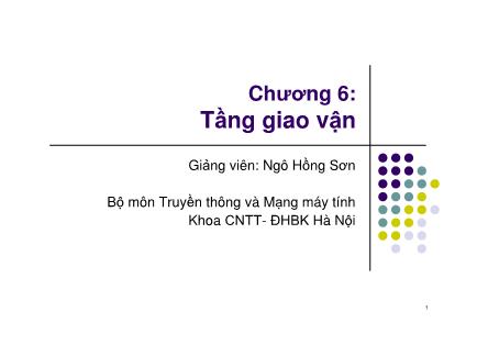 Bài giảng Mạng máy tính - Chương 6: Tầng giao vận - Ngô Hồng Sơn