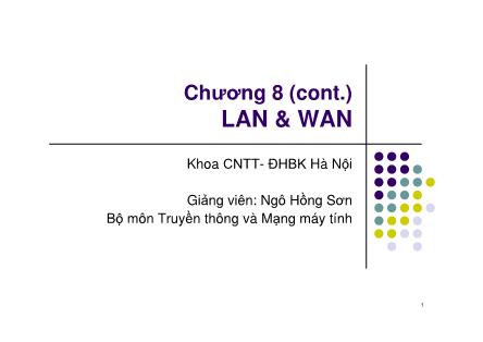 Bài giảng Mạng máy tính - Chương 8, Phần 2: Tầng liên kết dữ liệu - Ngô Hồng Sơn