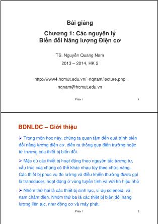 Bài giảng Máy điện - Chương 1: Các nguyên lý biến đổi năng lượng điện cơ - Nguyễn Quang Nam