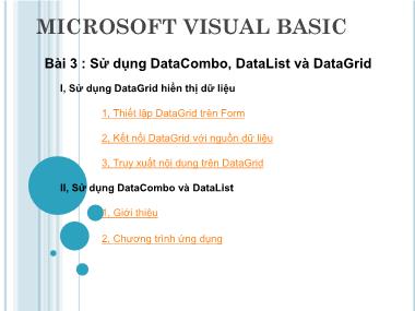 Bài giảng Microsoft visual basic - Bài 3: Sử dụng datacombo, datalist và datagrid