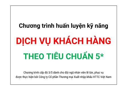 Bài giảng môn Dịch vụ khách hàng