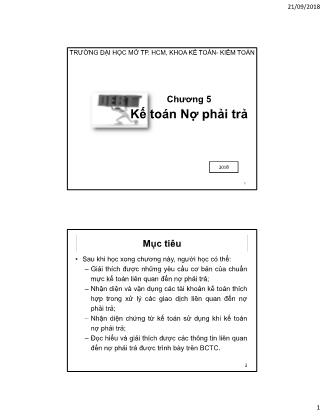 Bài giảng môn Kế toán tài chính 1 - Chương 5: Kế toán nợ phải trả