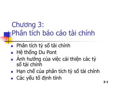 Bài giảng môn Quản trị tài chính - Chương 3: Phân tích Báo cáo tài chính