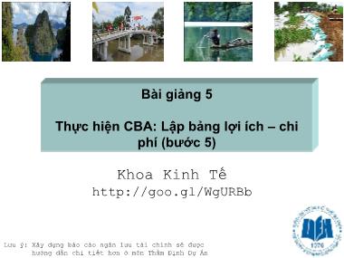 Bài giảng Phân tích lợi ích, chi phí - Chương 5: Thực hiện CBA. Lập bảng lợi ích, chi phí (Bước 5)