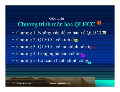 Bài giảng Quản lý hành chính công - Chương 1: Những vấn đề cơ bản về quản lí hành chính công