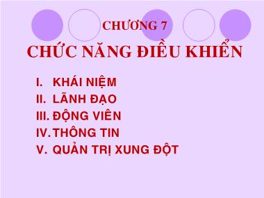 Bài giảng Quản trị học - Chương 7: Chức năng điều khiển