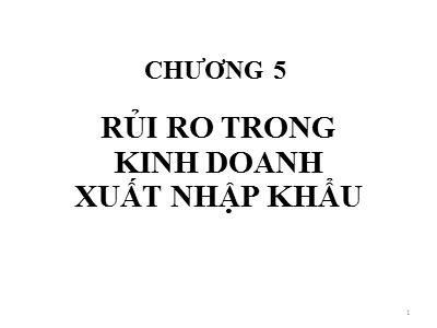 Bài giảng Quản trị rủi ro - Chương 5: Rủi ro trong kinh doanh xuất nhập khẩu