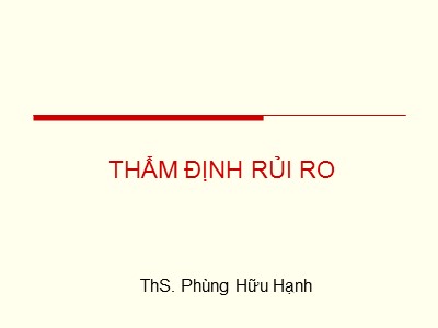 Bài giảng Thẩm định rủi ro