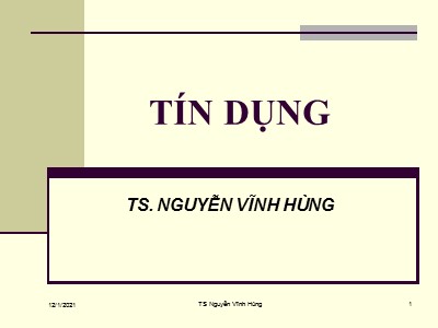 Bài giảng Tín dụng - Nguyễn Vĩnh Hùng