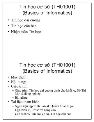 Bài giảng Tin học cơ sở - Chương 1: Giới thiệu chung