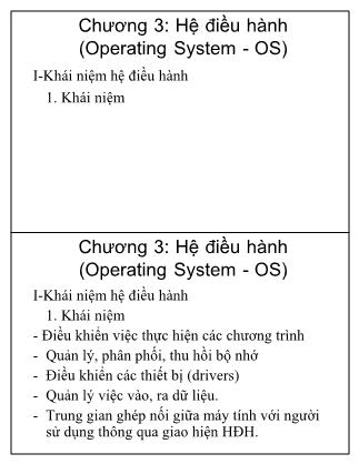 Bài giảng Tin học cơ sở - Chương 3: Hệ điều hành