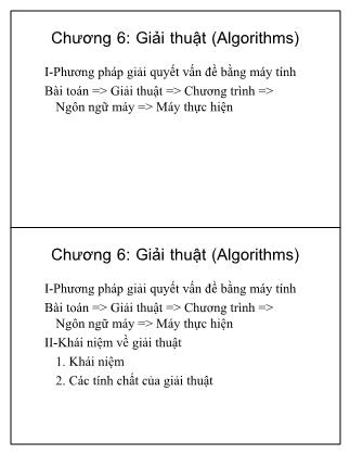 Bài giảng Tin học cơ sở - Chương 6: Giải thuật