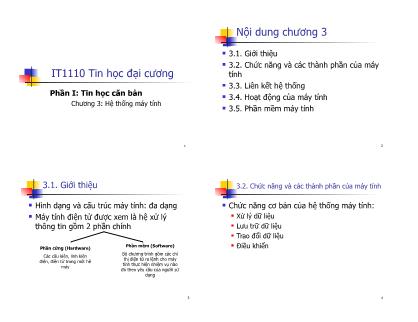 Bài giảng Tin học đại cương - Phần 1: Tin học căn bản - Chương 3: Hệ thống máy tính