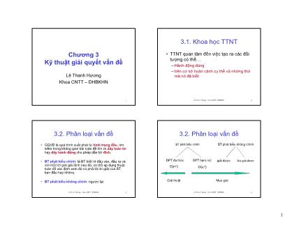 Bài giảng Trí tuệ nhân tạo - Chương 3, Phần 2: Kỹ thuật giải quyết vấn đề - Lê Thanh Hương